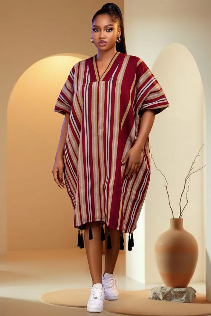 Bordeaux Aso-Oke Kaftan