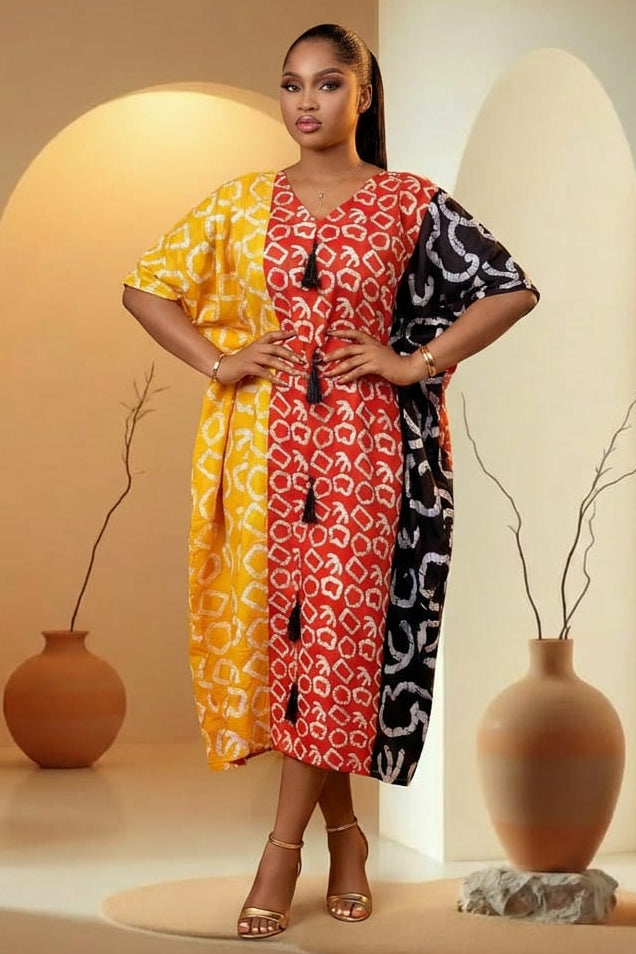 Evania Ankara Tassel Dress