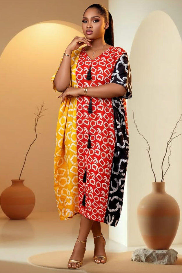 Evania Ankara Tassel Dress