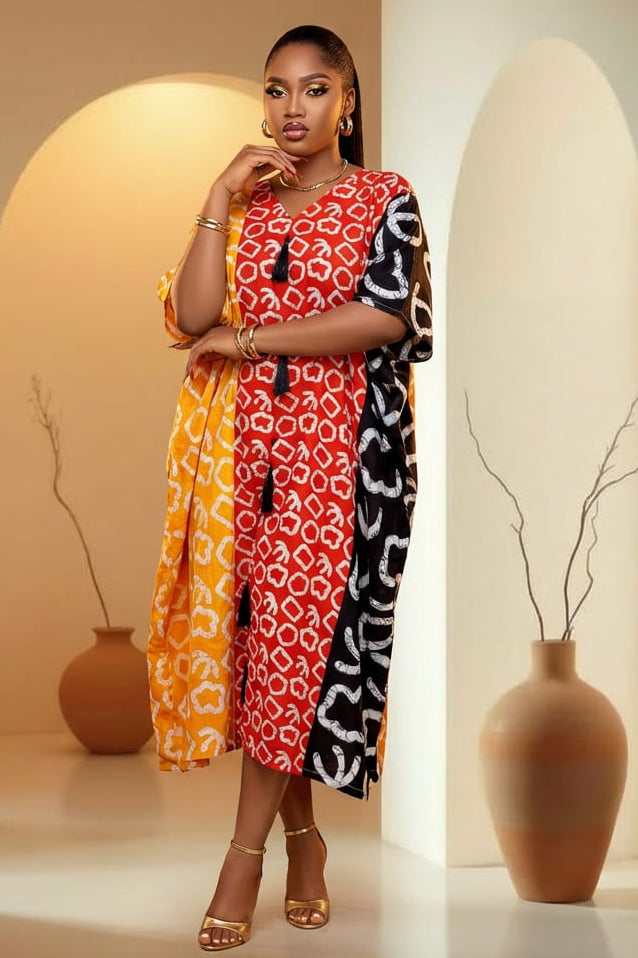 Evania Ankara Tassel Dress
